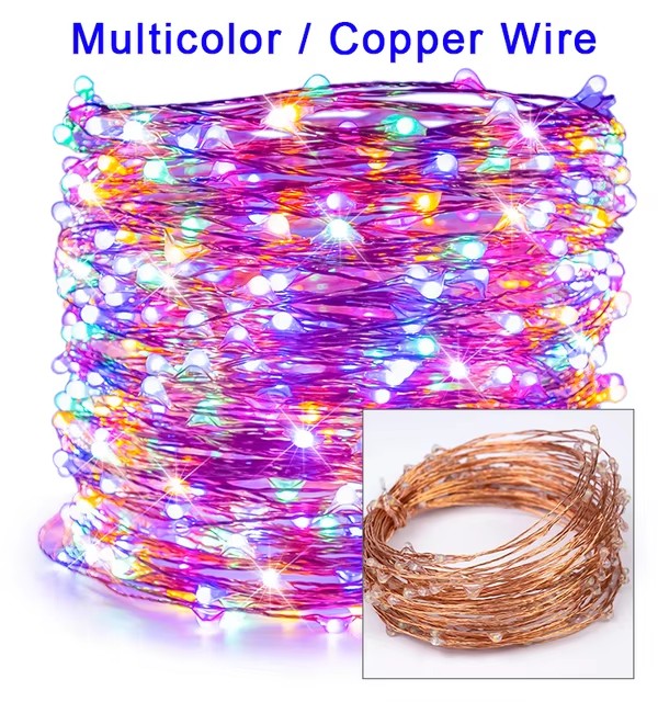 10/30/50/100/120M Silver copper Wire Fairy Lights Waterproof Outdoor String Led Light Decorative Garland for Party Christmas Wedding Bedroom
