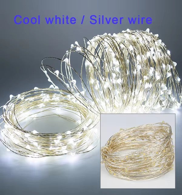 10/30/50/100/120M Silver copper Wire Fairy Lights Waterproof Outdoor String Led Light Decorative Garland for Party Christmas Wedding Bedroom
